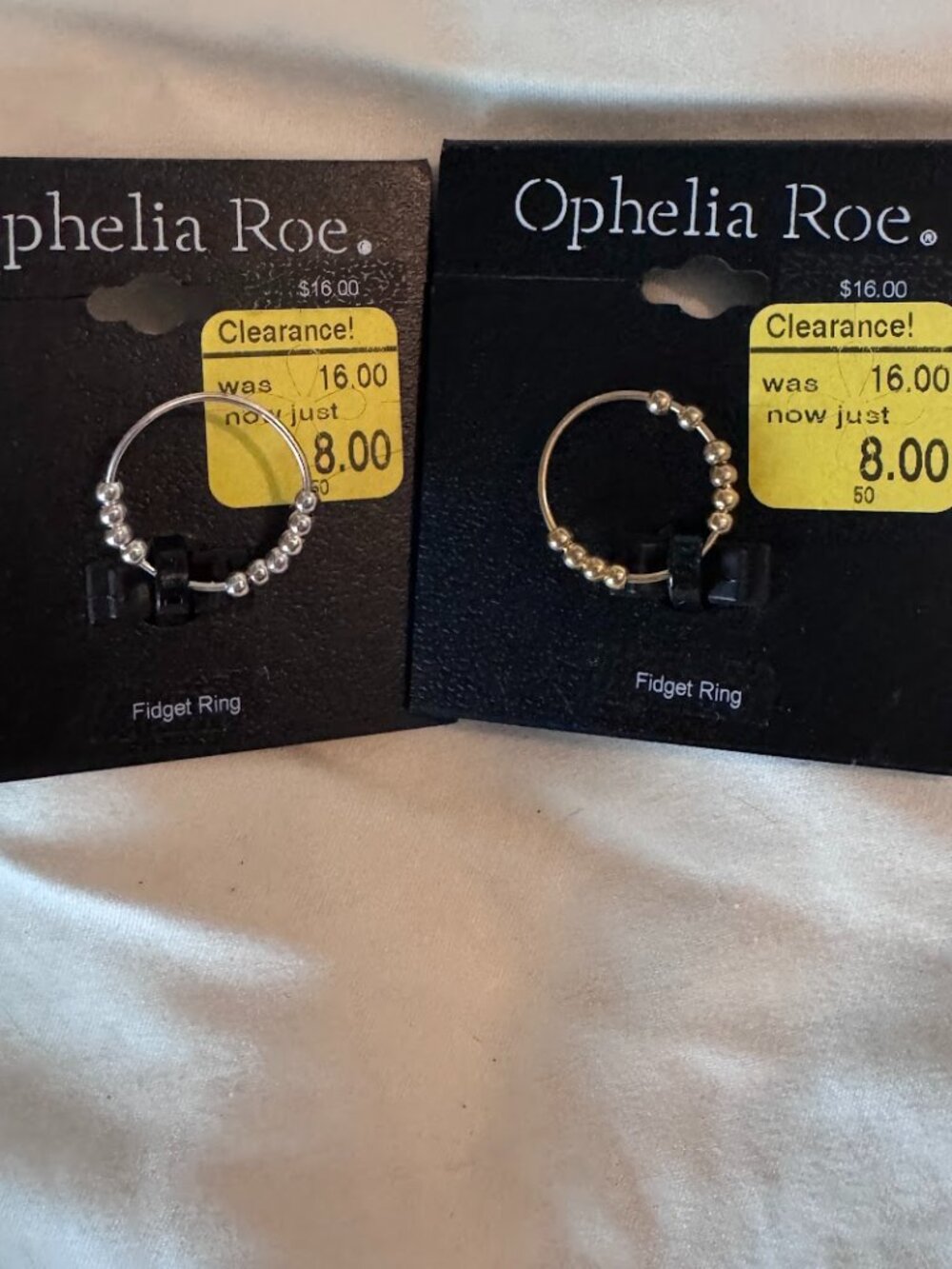 2 Ophelia Roe Fidget Rings Gold & Silver Size Large NWT